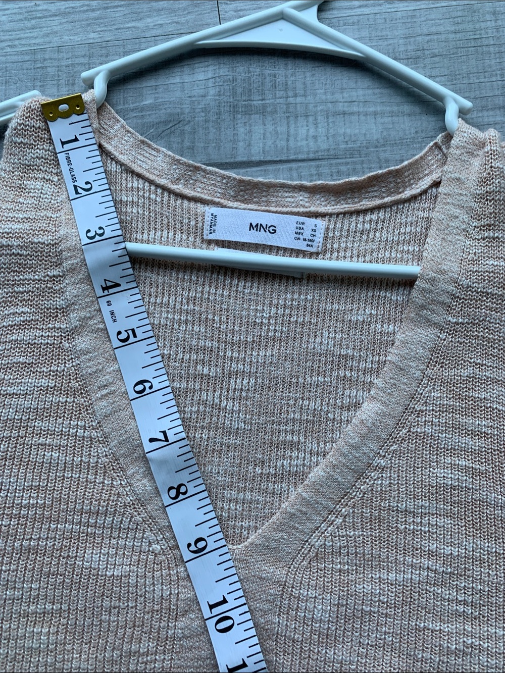 Mango Heathered Blush V-Neck Knit Tank, Size XS. - Picture 6 of 12